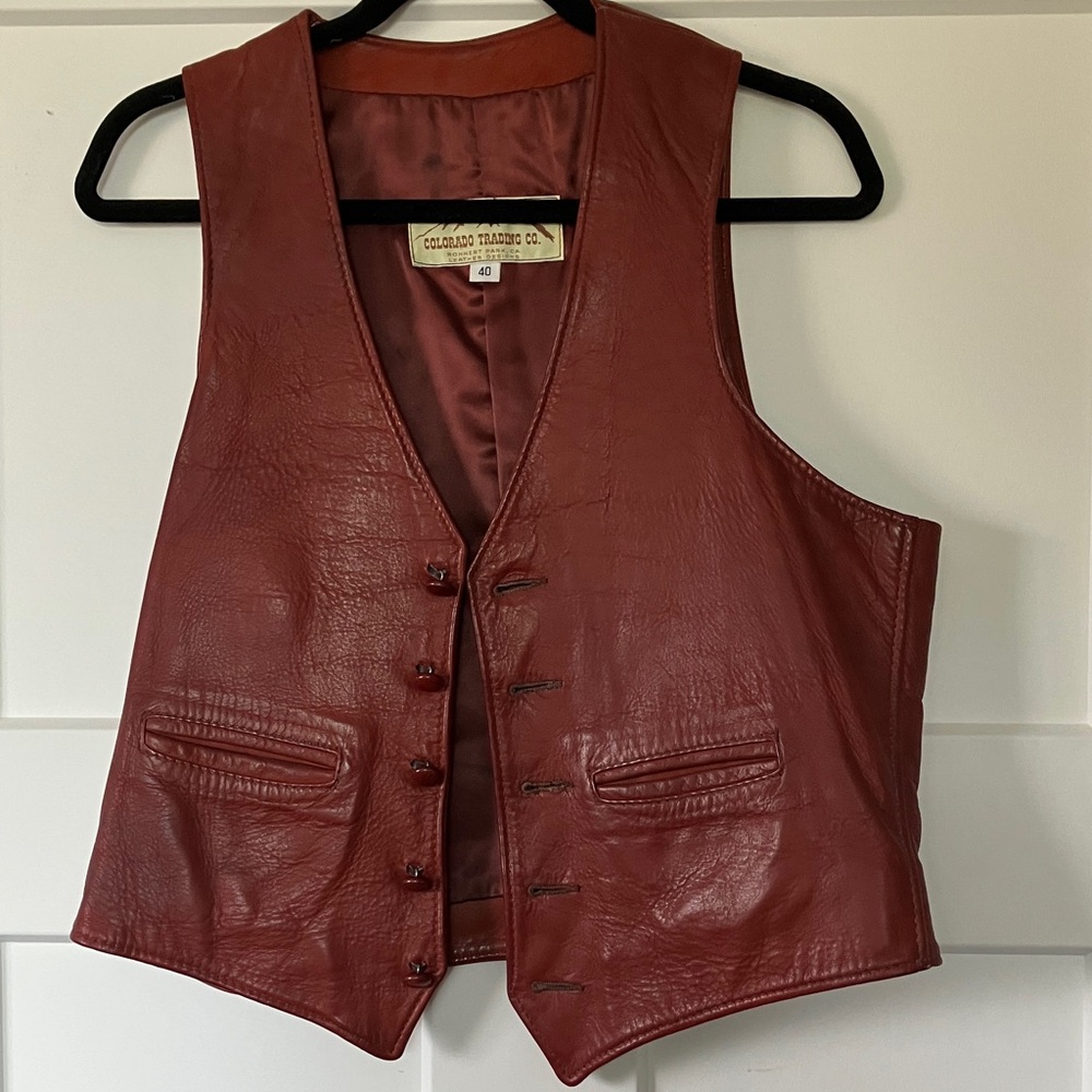 Red Leather Vest by Colorado Trading Co.